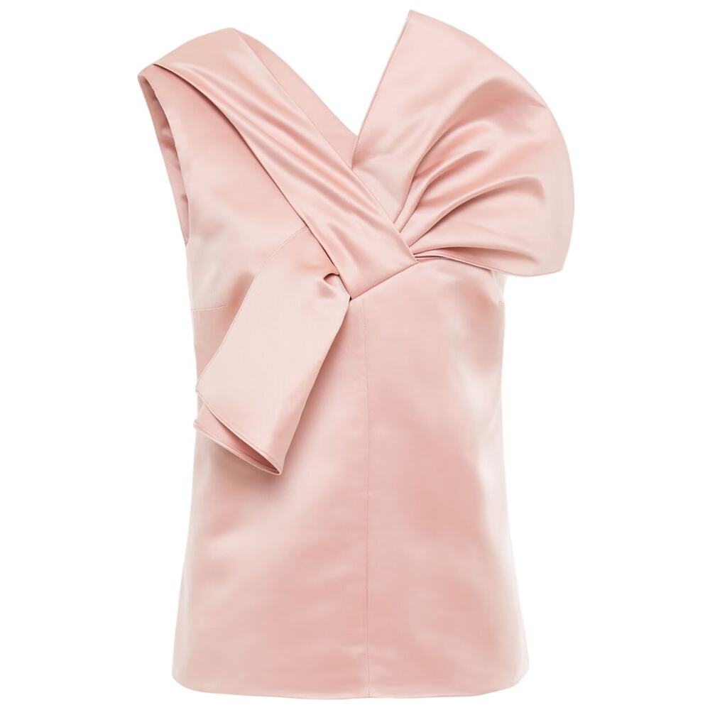 Victoria Beckham Peach Satin Bow Top, One Shoulder, Classic Quiet Luxury, US‎ 2